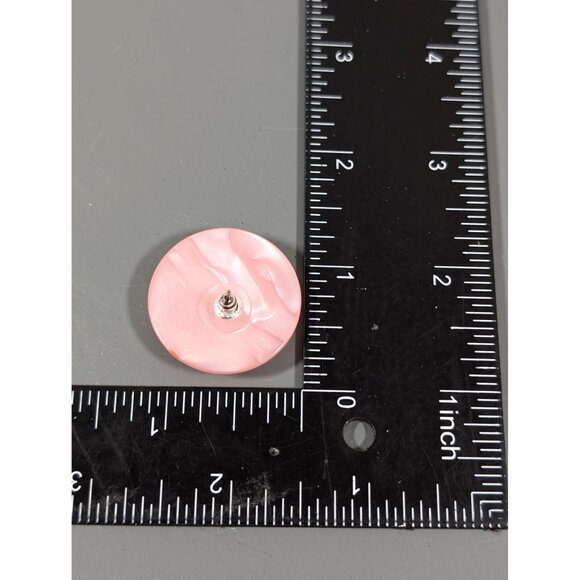 Vintage Pink Swirl Lucite Round Dome Pierced Earrings - Picture 8 of 8